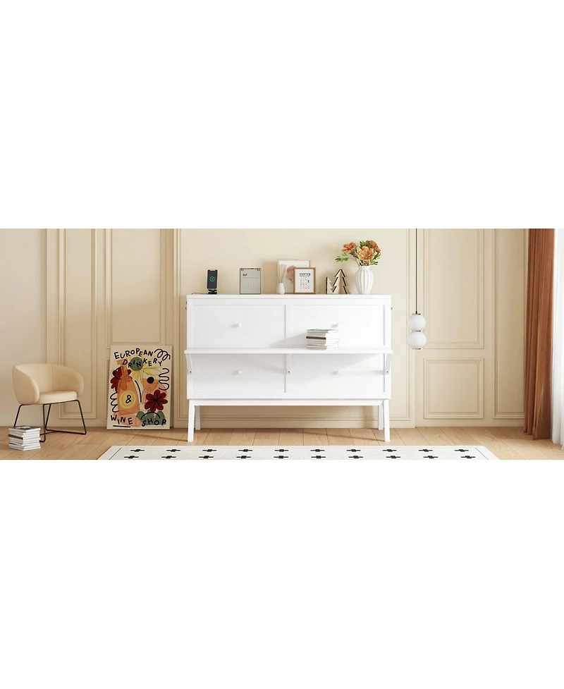 Streamdale Furniture Queen Size Murphy Bed with Usb Port and Removable Shelves