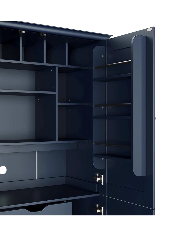Streamdale Furniture Freestanding Kitchen Pantry Cabinet with 4 Doors 3 Drawers and Wine Racks