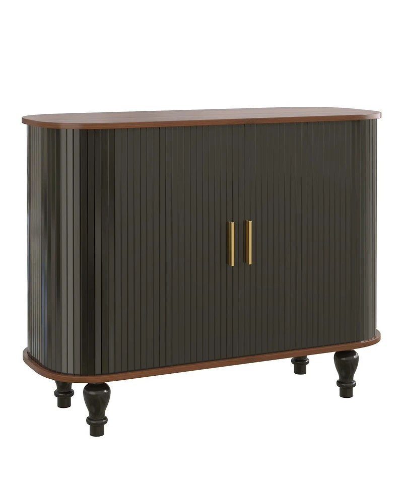 Streamdale Furniture 39'' Fluted Mid-Century Modern Bar Cabinet with Wine Storage and Drawer