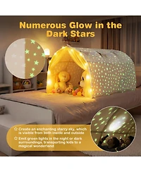 Kids Dream Bed Tent Twin Bunk with Glow the Dark Stars and Lights