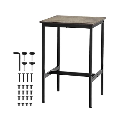 Sugift Bar Table Metal Frame High Top Pub Table with Wooden Top