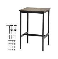 Sugift Bar Table Metal Frame High Top Pub Table with Wooden Top