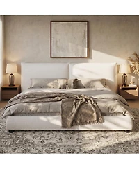 Streamdale Furniture California King Upholstered Platform Bed with Linen Pillow-Back Headboard