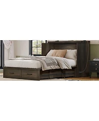Streamdale Furniture Farmhouse Murphy Cabinet Bed with Charging Station and Storage Rustic