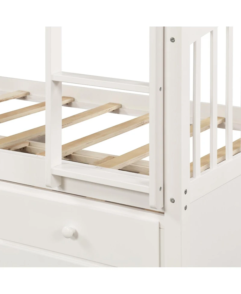 Streamdale Furniture Twin Bunk Bed with Trundle 3 Drawers and Ladder