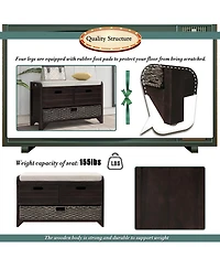 Streamdale Furniture Storage Bench with 2 Drawers Removable Basket and Cushion