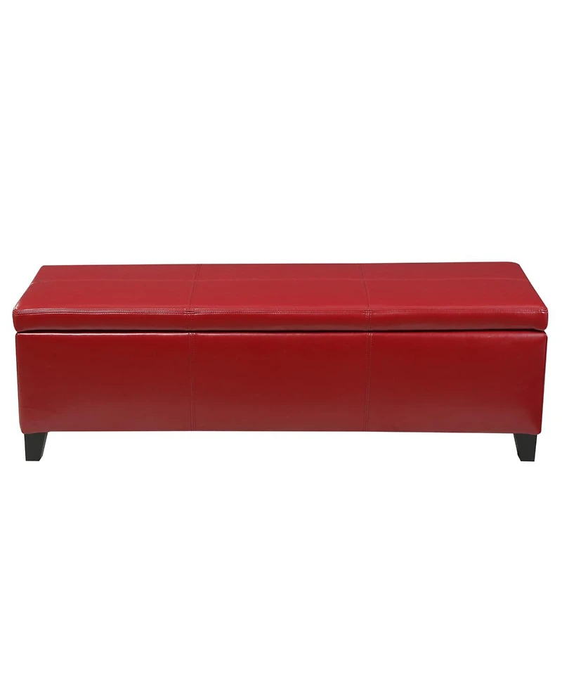 Streamdale Furniture Upholstered Pu Leather Storage Ottoman Solid Wooden Legs