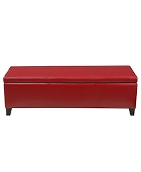 Streamdale Furniture Upholstered Pu Leather Storage Ottoman Solid Wooden Legs