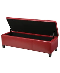 Streamdale Furniture Upholstered Pu Leather Storage Ottoman Solid Wooden Legs