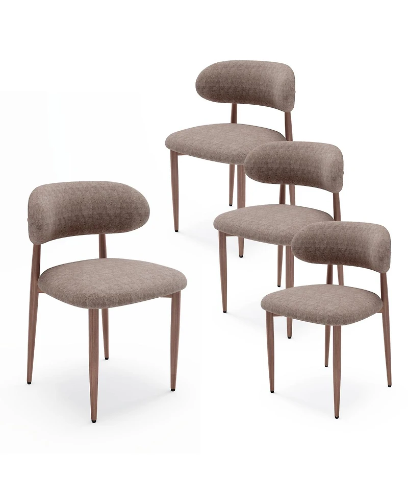Streamdale Furniture Set of Modern Farmhouse Fabric Upholstered Dining Chairs with Metal Legs