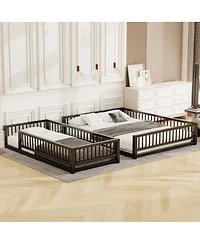 Streamdale Furniture Twin Xl over Queen Floor Bunk Bed with Ladder and Guardrails