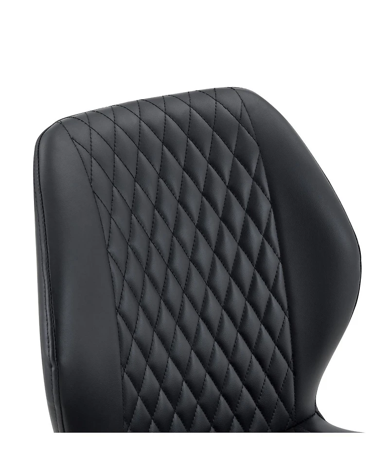 Streamdale Furniture Set of 4 Modern Diamond-Quilted Pu Dining Chairs with Metal Legs