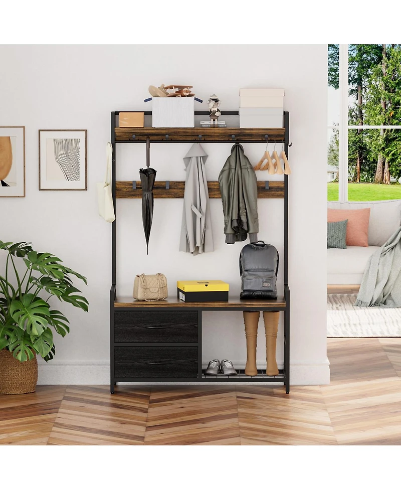 Streamdale Furniture 33.1'' 5-in-1 Hall Tree with Shoe Storage Bench and 23 Hooks