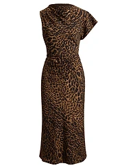Lauren Ralph Petite Ocelot-Print Asymmetrical Sheath Dress