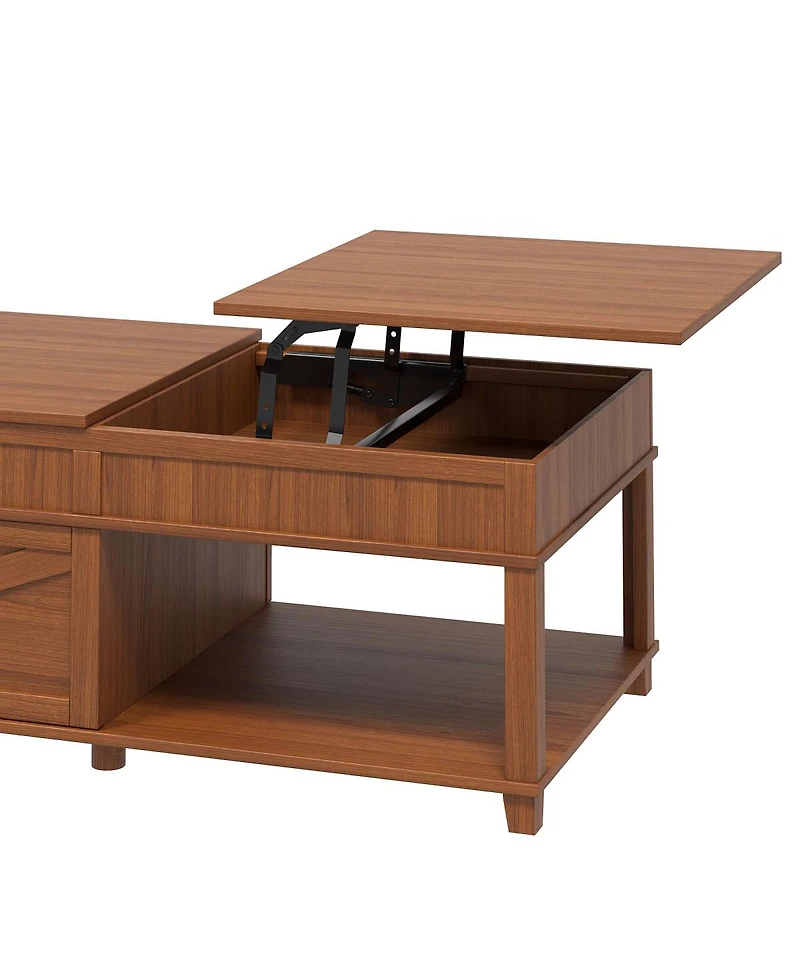 Streamdale Furniture Lift-Top Coffee Table with Hidden Storage Open Shelf and Adjustable Desk