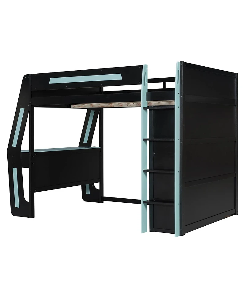 Streamdale Furniture Full Size Gaming Loft Bed with Desk Rgb Lights Storage and Staircase