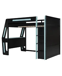 Streamdale Furniture Full Size Gaming Loft Bed with Desk Rgb Lights Storage and Staircase