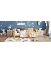Streamdale Furniture Wood Platform Bed with Rails for Kids