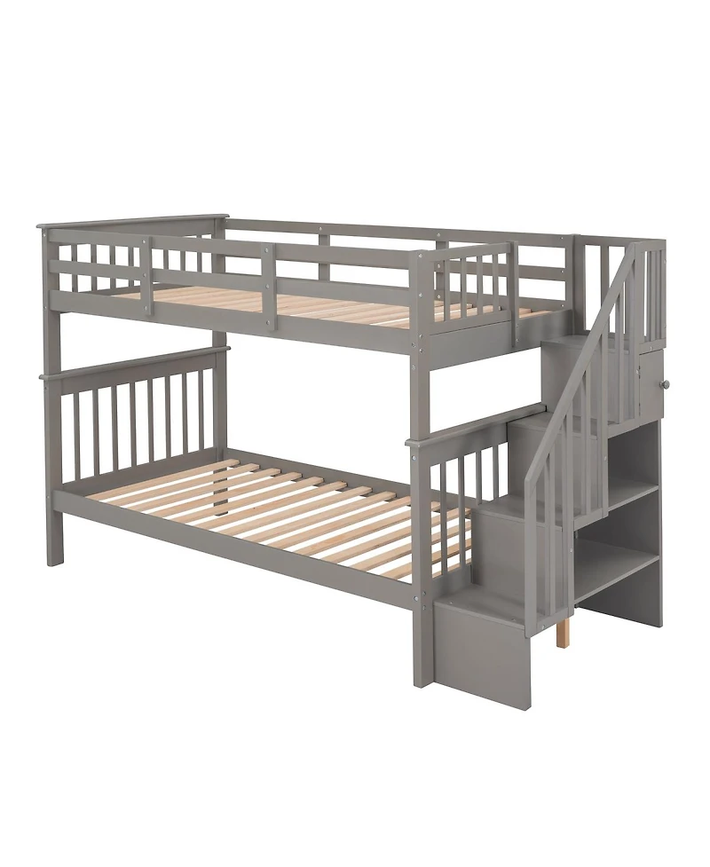 Streamdale Furniture Twin-Over-Twin Stairway Bunk Bed with Storage