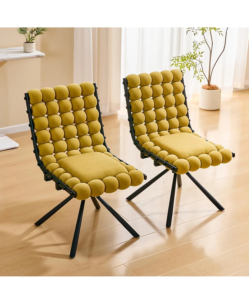Streamdale FurnitureSet of 2 Velvet Bubble Dining Chairs with Legs