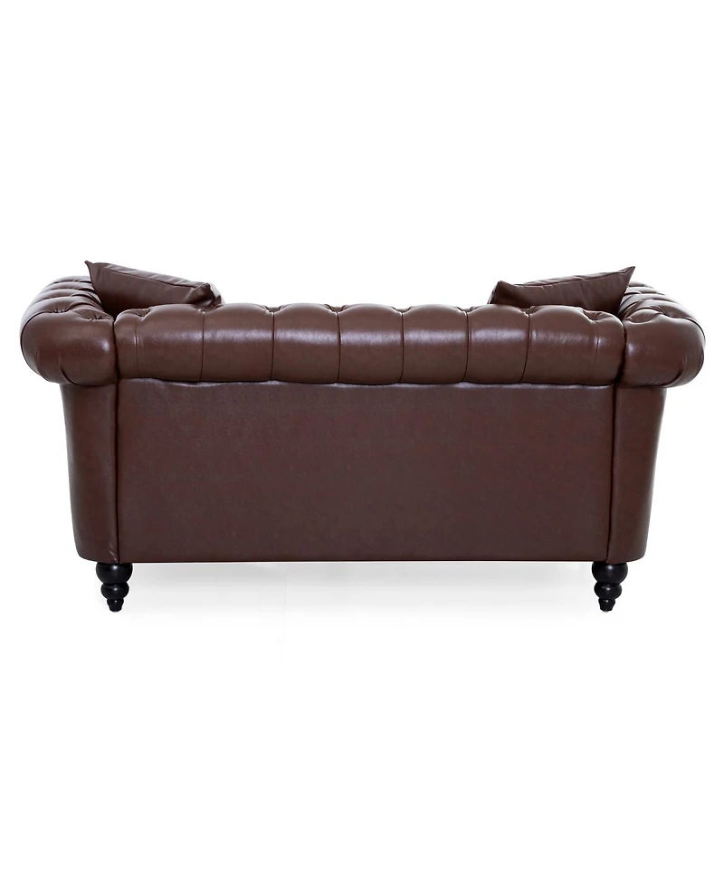 Streamdale Furniture 63'' Pu Leather Loveseat Chaise Lounge with 2 Pillows