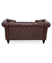 Streamdale Furniture 63'' Pu Leather Loveseat Chaise Lounge with 2 Pillows