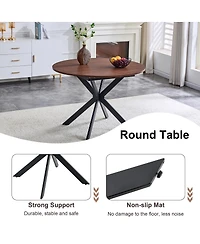 Streamdale Furniture Extendable Round Dining Table (43''-54'') with Sturdy Metal Legs