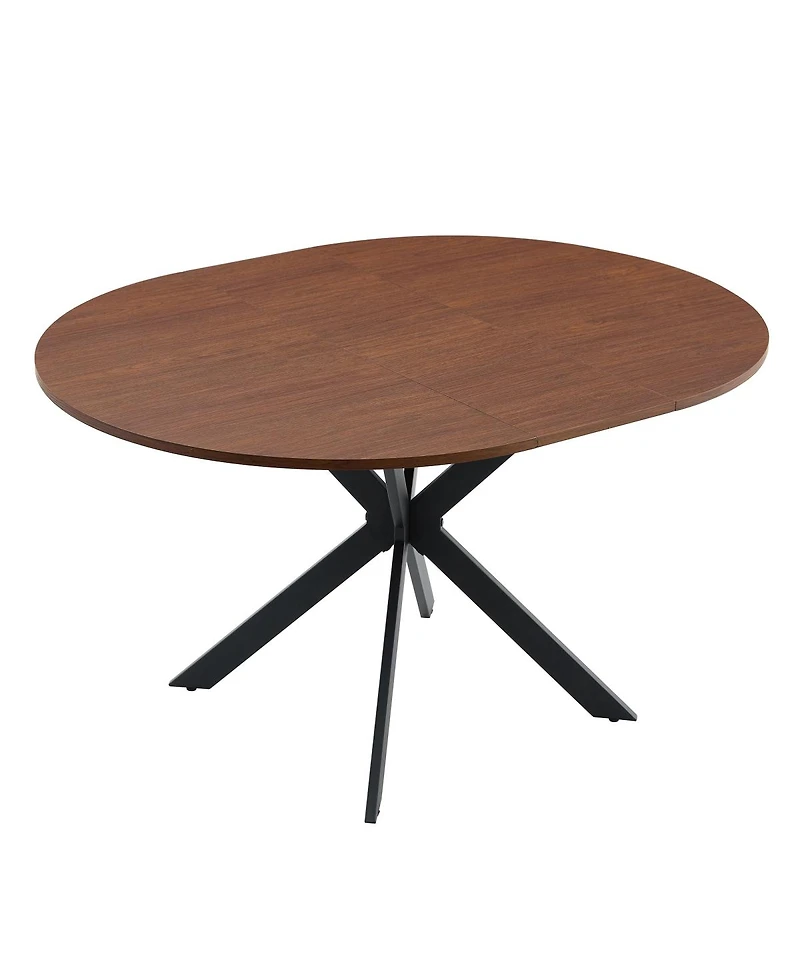 Streamdale Furniture Extendable Round Dining Table (43''-54'') with Sturdy Metal Legs