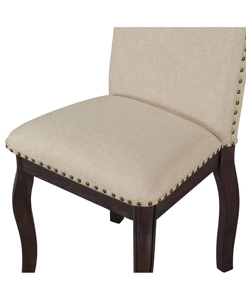 Streamdale Furniture Set of 2 Upholstered Wood Dining Chairs with Nailhead Trim
