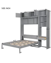 Streamdale Furniture Murphy Bed with Desk Storage Shelves and Top Cabinet