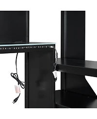 Streamdale Furniture Twin Size Gaming Loft Bed with Desk Lights and Charging Station