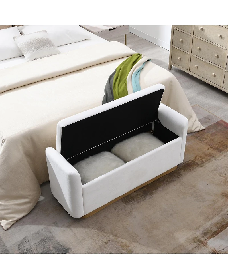 Streamdale Furniture 49'' Upholstered Storage Bench with Gold Metal Base