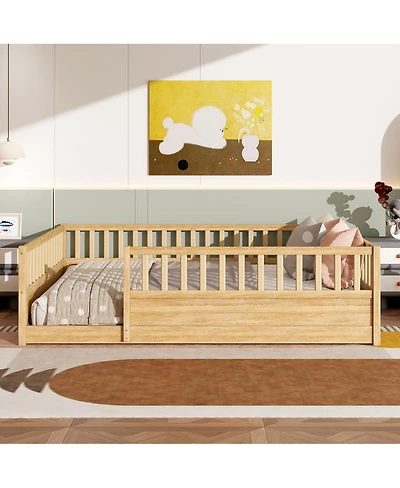 Streamdale Furniture Montessori Floor Bed with Safety Guardrails