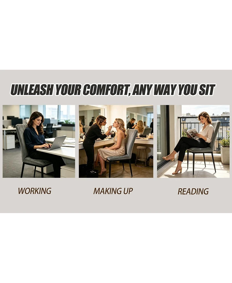 Streamdale Furniture Set of 4 Modern Velvet Dining Chairs with Metal Legs