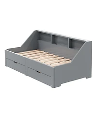 Streamdale Furniture to King Daybed Frame with Storage Drawers and Charging Station