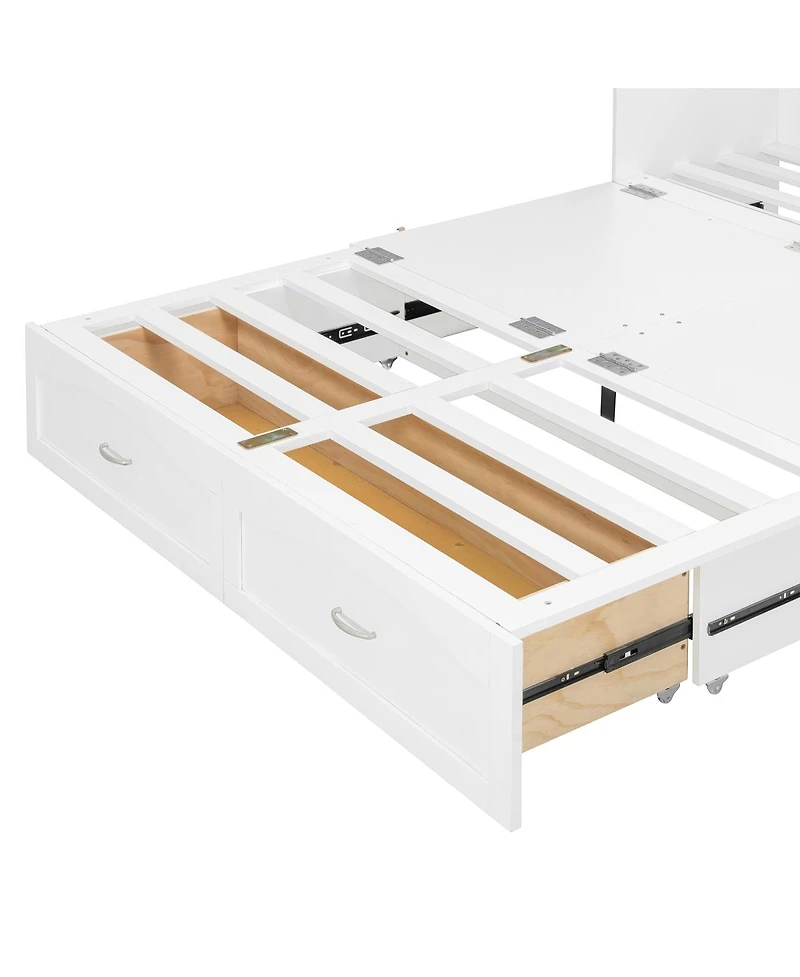 Streamdale Furniture Queen Murphy Bed with Drawer Usb Ports and Sockets