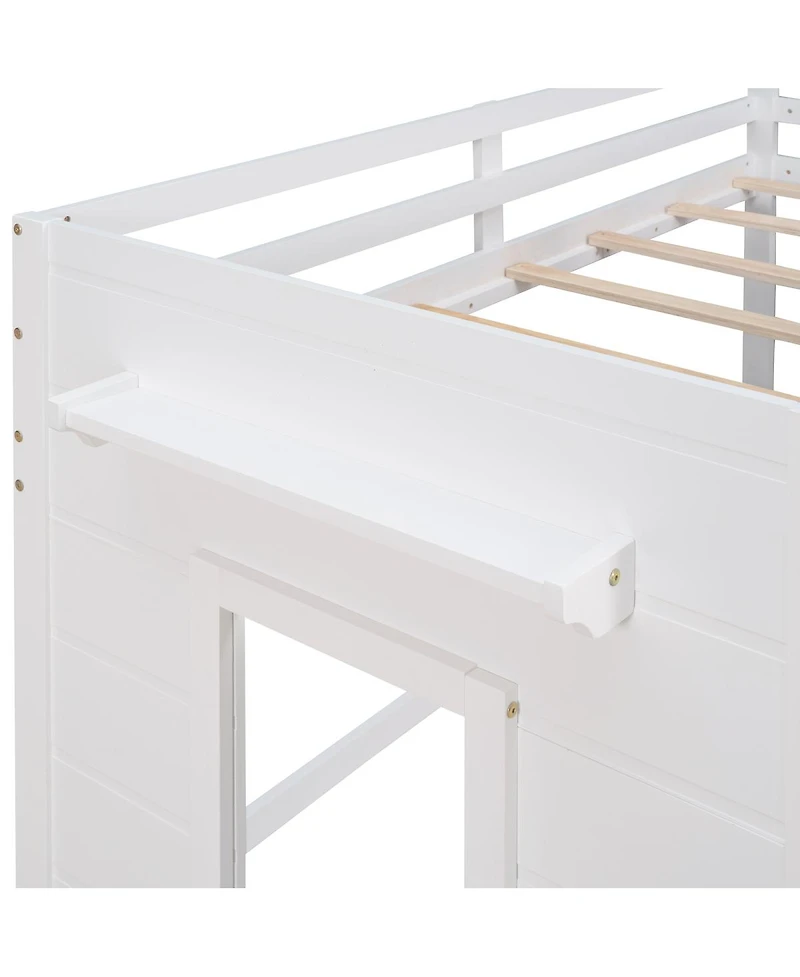 Streamdale Furniture Twin Size Loft Bed with Cabinet and Shelf