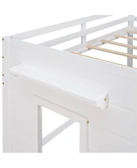 Streamdale Furniture Twin Size Loft Bed with Cabinet and Shelf