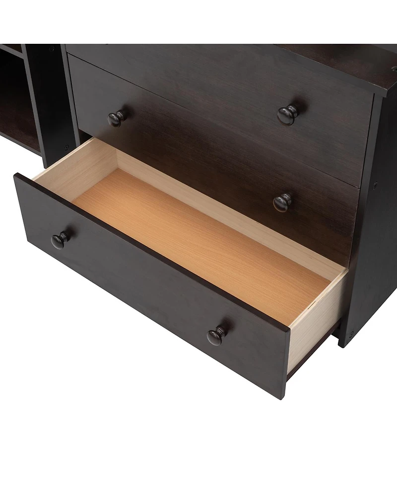 Streamdale Furniture Low Study Twin Loft Bed with Cabinet and Rolling Portable Desk