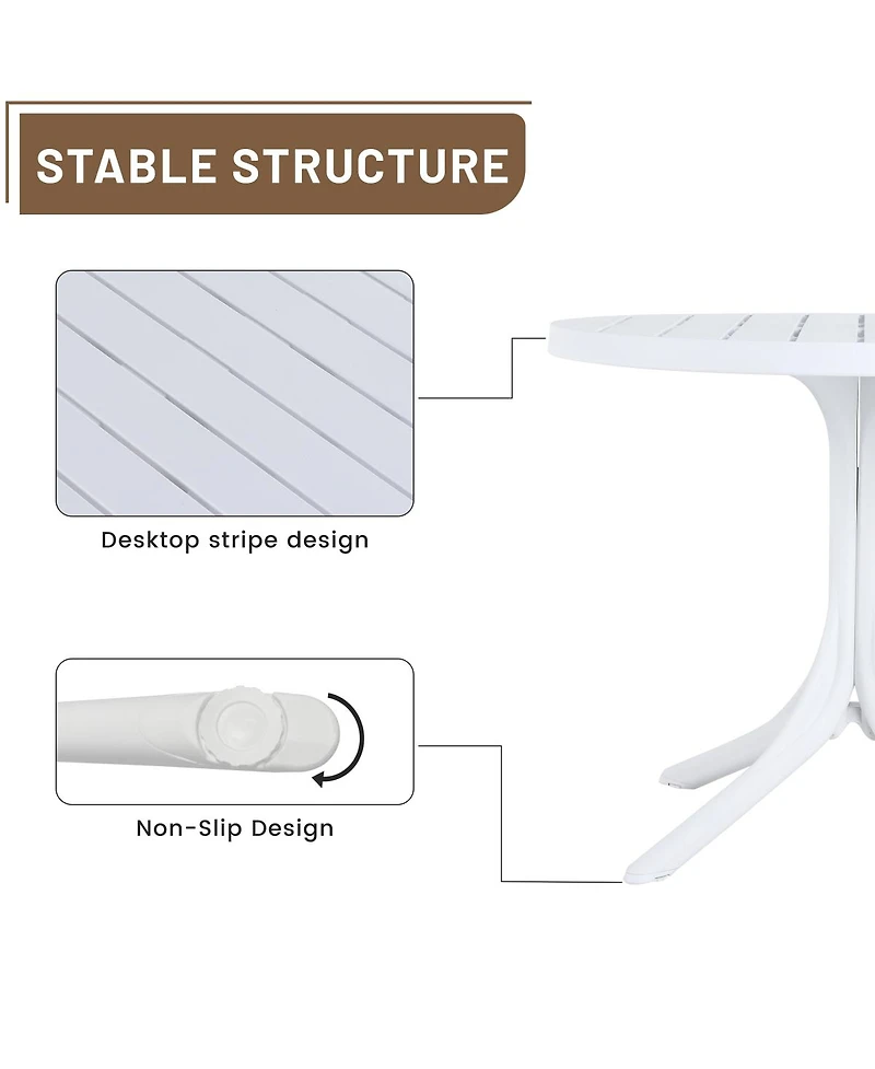 Streamdale Furniture Summer 36-Inch Modern Round White Indoor/Outdoor Plastic Dining Table