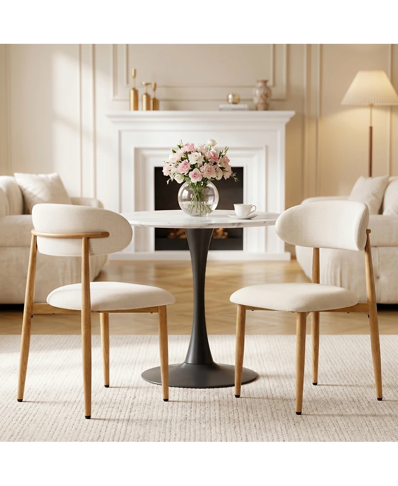 Streamdale Furniture Set of 4 Modern Upholstered Metal Dining Chairs
