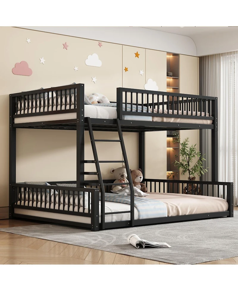 Streamdale Furniture over Queen Floor Bunk Bed with Ladder and Guardrails