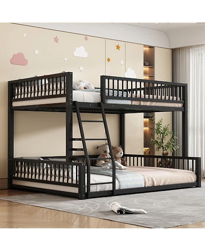 Streamdale Furniture over Queen Floor Bunk Bed with Ladder and Guardrails