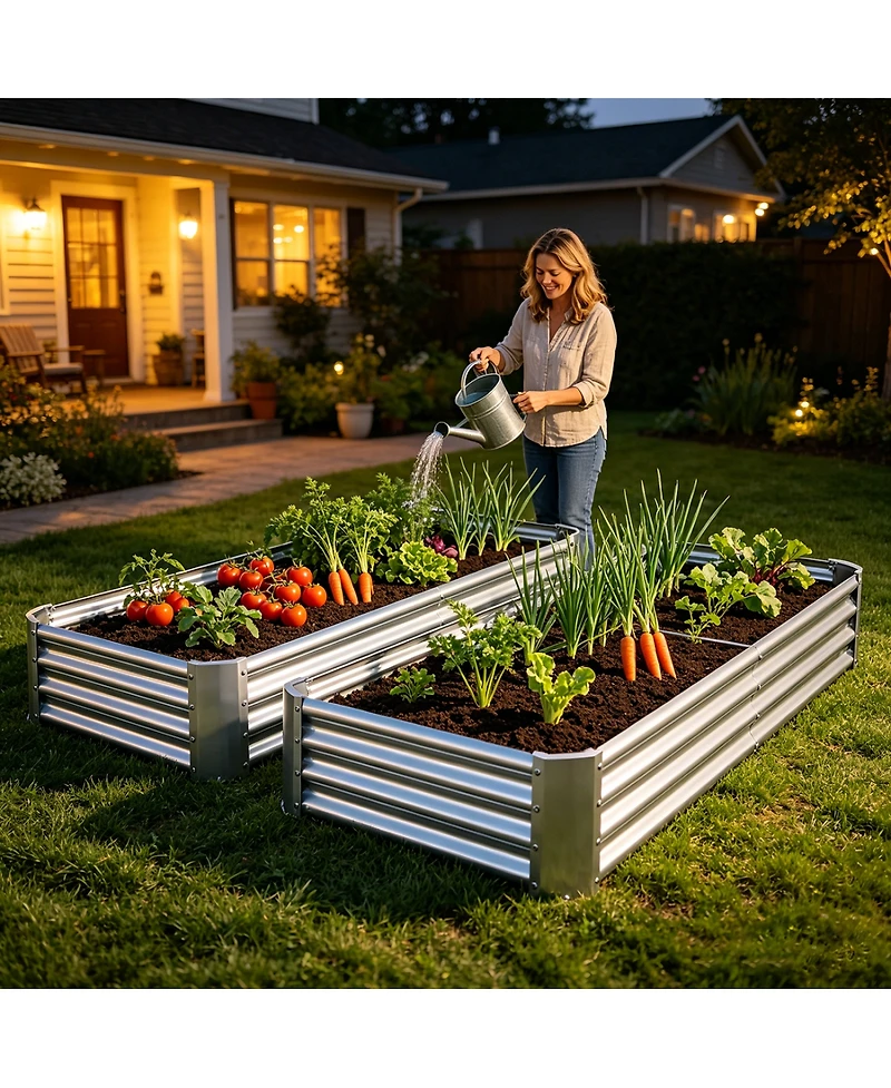 Streamdale Furniture 2-Pieces 6x3x1ft Metal Raised Rectangle Garden Planter Beds