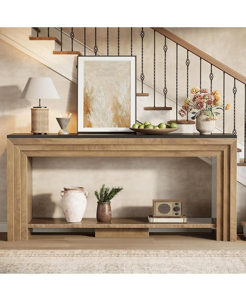 Tribesigns 70.9-Inch Long Console Table, 2-Tier Farmhouse Narrow Wooden Sofa Table for Living Room, Entryway, Hallway, Foye