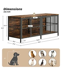 Streamdale Furniture 80'' Heavy-Duty 2-Door Dog Crate End Table and Tv Stand