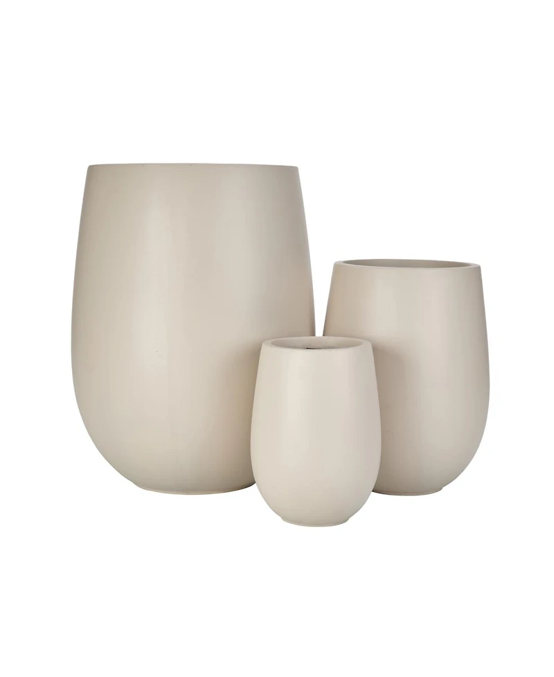 Streamdale Furniture 3-Piece Lightweight Mgo Round Outdoor Planter Set with Drainage Holes