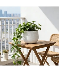 Streamdale Furniture Set of 3 Round Magnesium Oxide Planters with Weaving Pattern