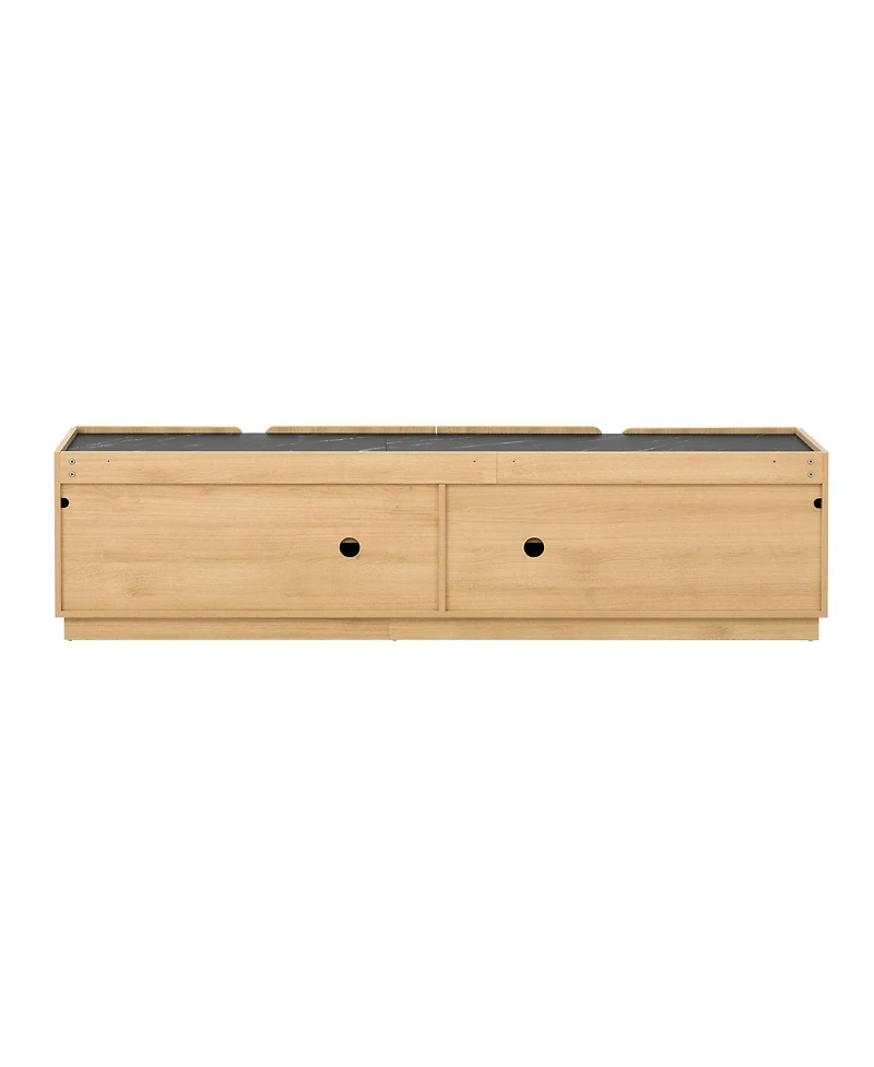 Streamdale Furniture Modern Storage Cabinet with Rounded Corners and Marble Top