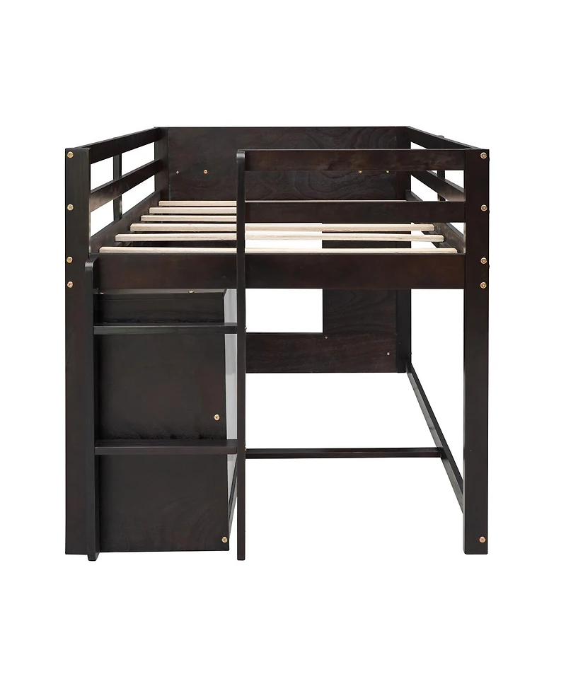 Streamdale Furniture Loft Bed with Cabinet and Shelf